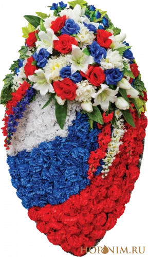 Венок элитный триколор 110-6 Розы, гвоздики, лилии