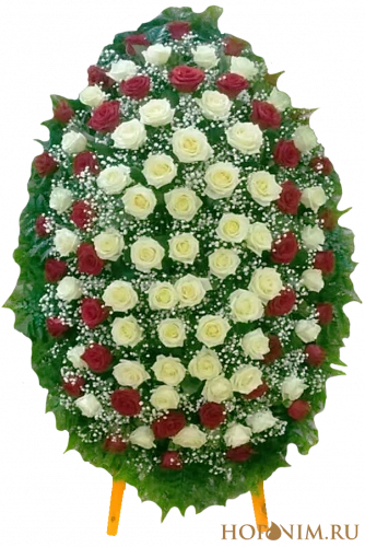 Венок из белых и красных роз