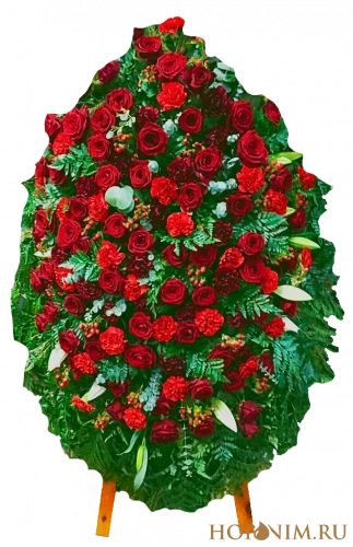Траурный венок из живых цветов Бордо